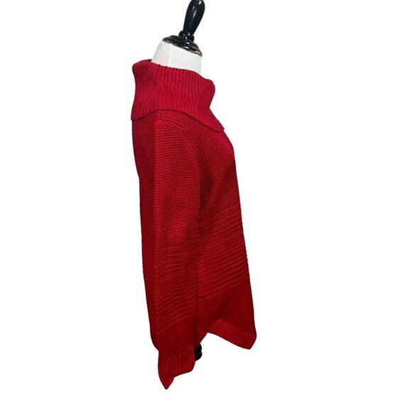 Calvin Klein Women's S Small Cowl Neck Sweater Textured Accent Buttons Red - Picture 4 of 7